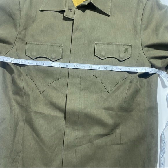 From The House Of Howe Mens Green Military Button Down Wool/Cotton Blazer XL - Picture 15 of 16